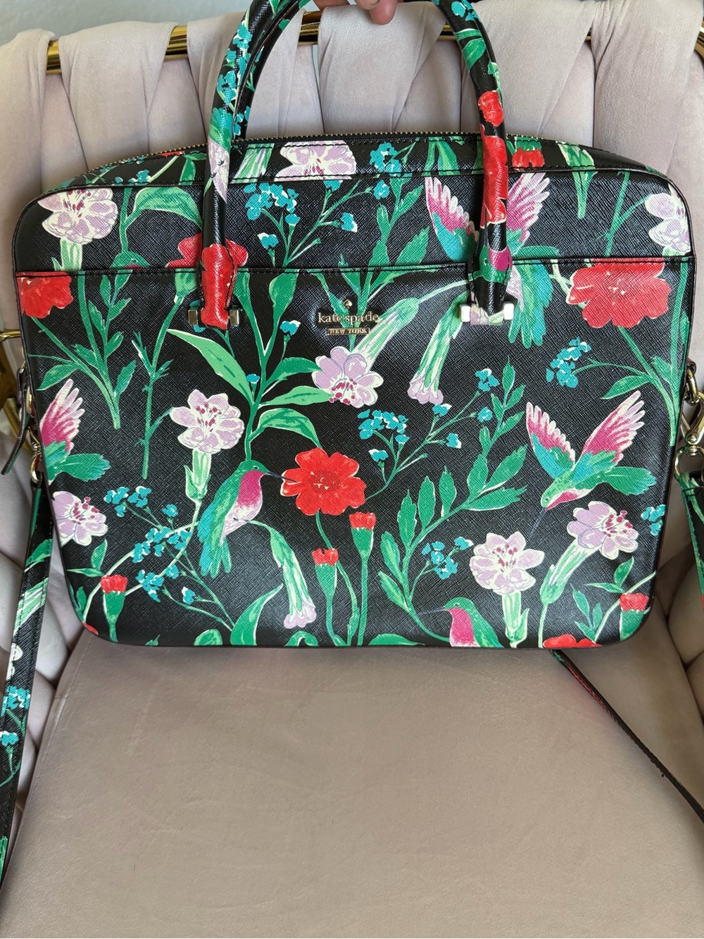 ⭐️FREE SHIPPING⭐️ kate spade Black Floral Hummingbird Satchel